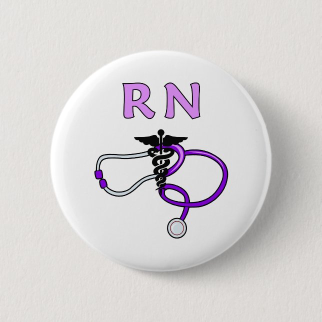 Badge Rond 5 Cm Stéthoscope de RN (Devant)