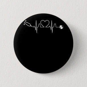 Badge Rond 5 Cm Stethoscope EKG Heartbeat Nurse Heart Hospital