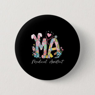 Badge Rond 5 Cm Stéthoscope lapin oreilles ma assistant médical Pâ