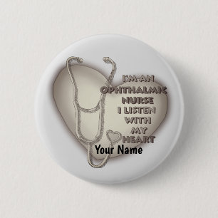 Badge Rond 5 Cm Stethoscope Ophtalmique Infirmière pin