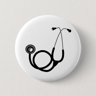 Badge Rond 5 Cm Stethoscope pour le docteur