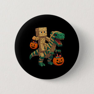 Badge Rond 5 Cm Steve Riding Mummy Dinosaur T Rex Halloween Funny