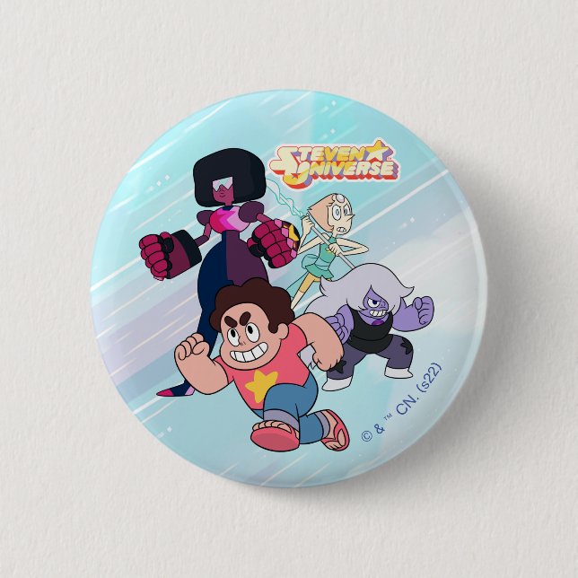 Badge Rond 5 Cm Steven Universe | Crystal Gem Group Action (Devant)
