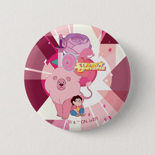 Badge Rond 5 Cm Steven Universe | Héritage du quartz Rose (Devant)