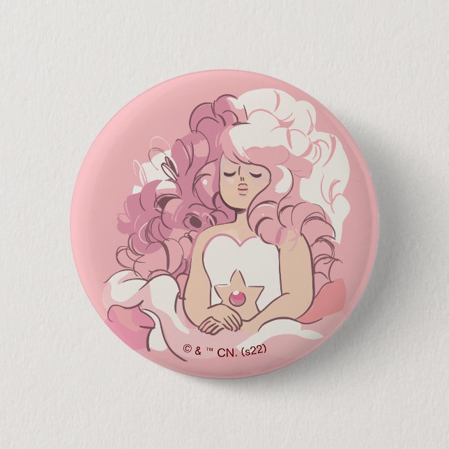 Badge Rond 5 Cm Steven Universe | Illustration de quartz Rose (Devant)