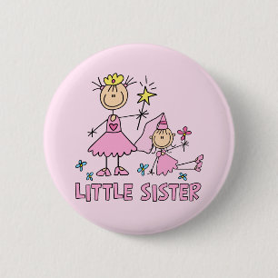 Badge Rond 5 Cm Stick Princess Duo Little Sister