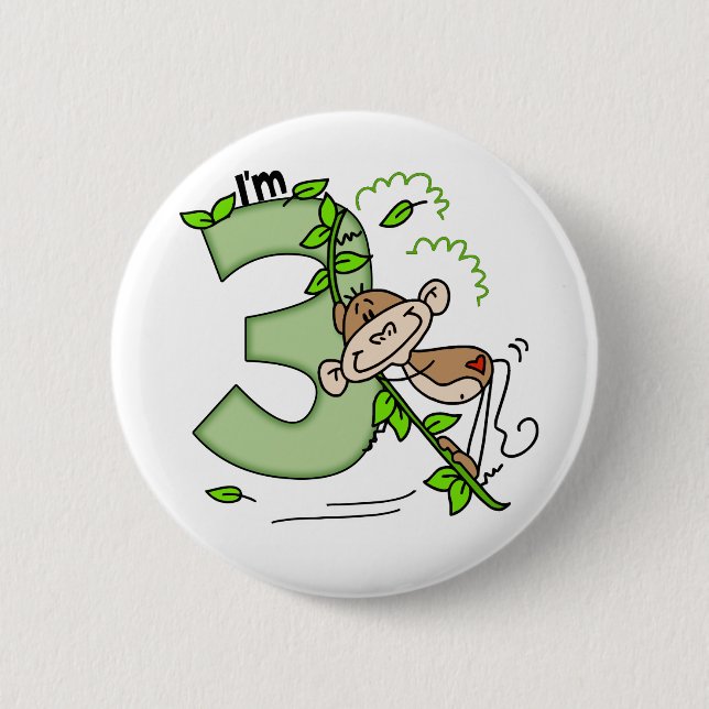 Badge Rond 5 Cm Stick Singe Swing 3e anniversaire (Devant)