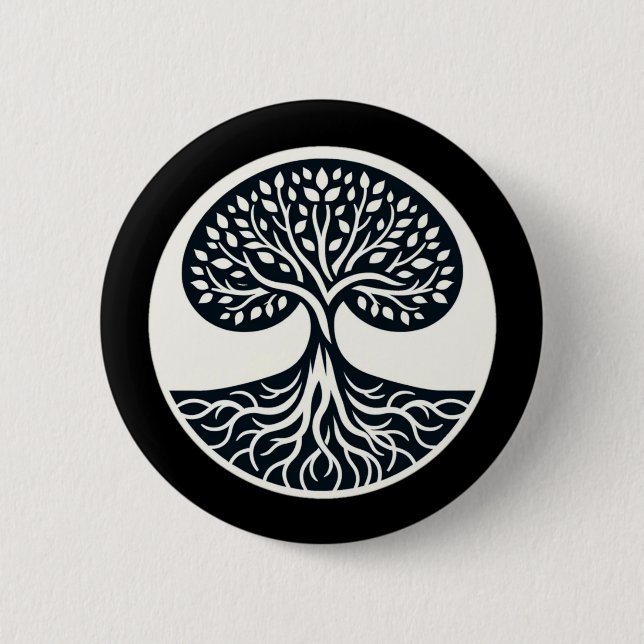 Badge Rond 5 Cm Sticker d’interconnexion de la nature - Arbre de v (Devant)