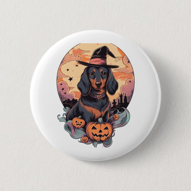 Badge Rond 5 Cm Sticker Halloween Dachshund (Devant)