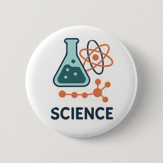 Badge Rond 5 Cm Stickers Objet scientifique - Flacon, Molécules et (Devant)