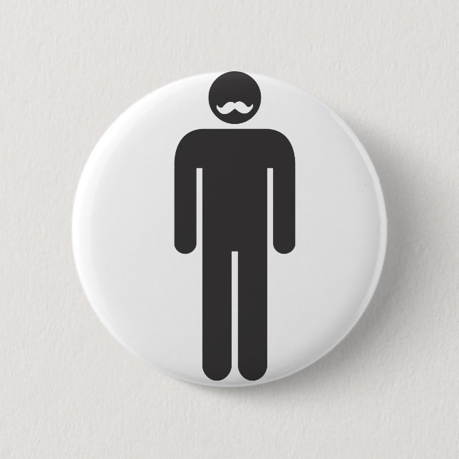 Badge Rond 5 Cm Stickman Moustache (Devant)