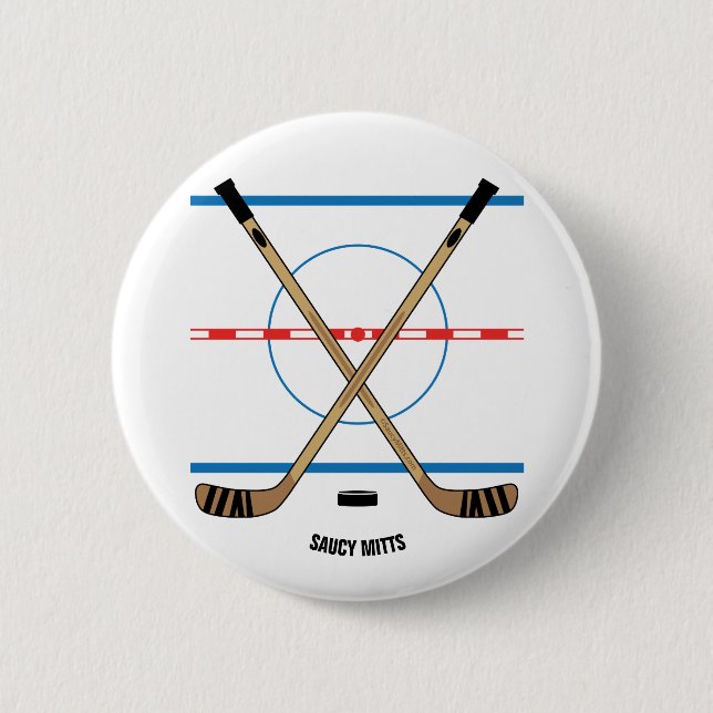 Badge Rond 5 Cm Sticks de hockey et l'équipe de hockey sur glace d (Devant)