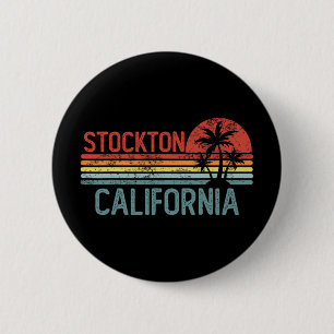 Badge Rond 5 Cm Stockton Californie Drôle Voyage Usa Ville Maison