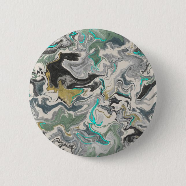 Badge Rond 5 Cm Stone Marbling with Turquoise Veins 2 1/4" Round (Devant)