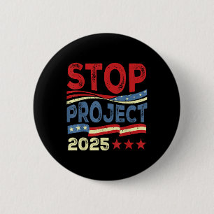 Badge Rond 5 Cm Stop Project 2025 Anti Trump Usa Drapeau politique