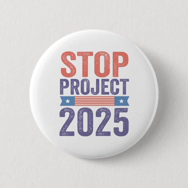 Badge Rond 5 Cm Stop Project 2025 Trump American Patroitic (Devant)
