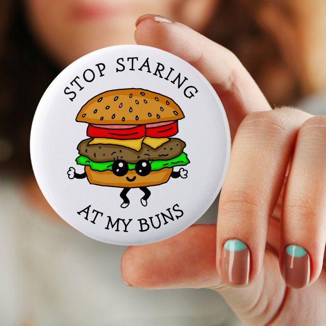 Badge Rond 5 Cm Stop Staring at | Food pun (Créateur téléchargé)