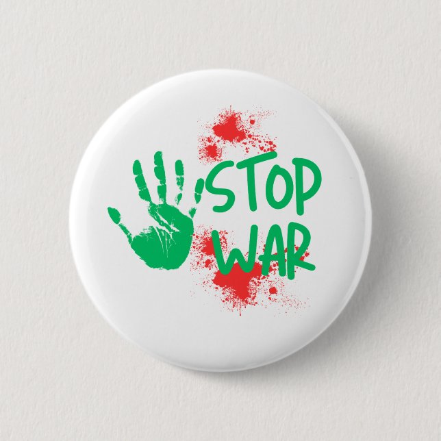 Badge Rond 5 Cm Stop War – Bold Handprint Anti-War Graphic Design (Devant)