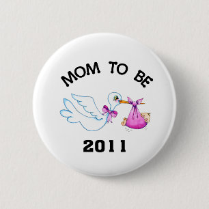 Badge Rond 5 Cm Stork Maman va être