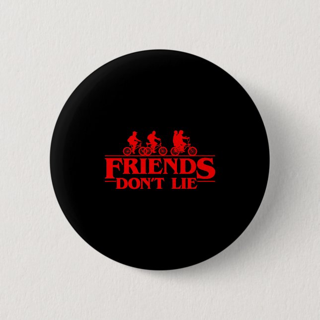 Badge Rond 5 Cm Stranger Things Group Shot Red Friends Don't Lie  (Devant)