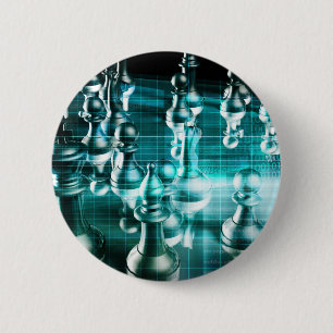 Badge Rond 5 Cm Stratégie commerciale avec un concept d'échiquie