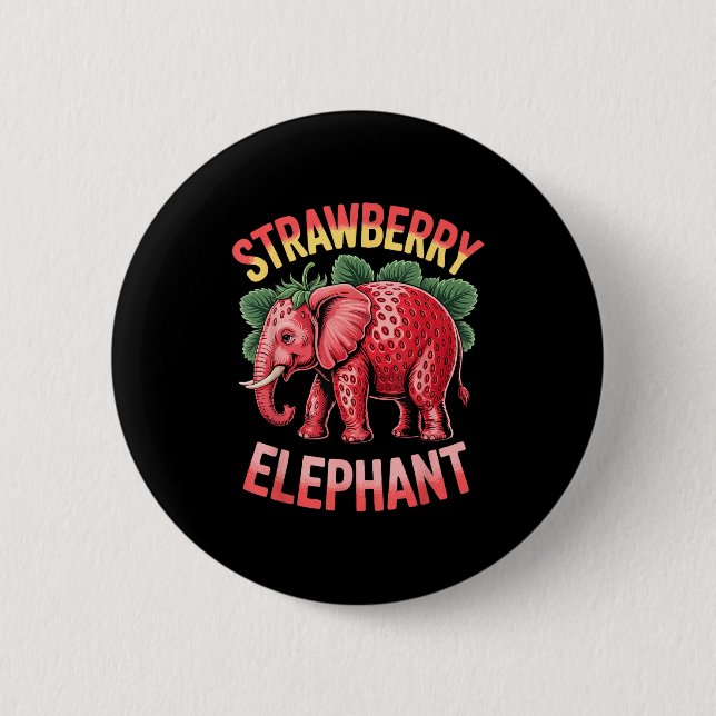 Badge Rond 5 Cm Strawberry Elephant Cute Meme Kids Italian Brainro (Devant)