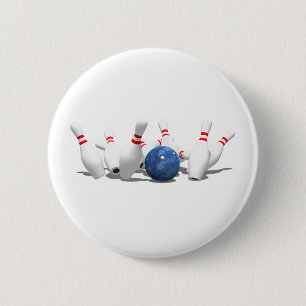 Badge Rond 5 Cm Strike! Bowling Ball & Pins: