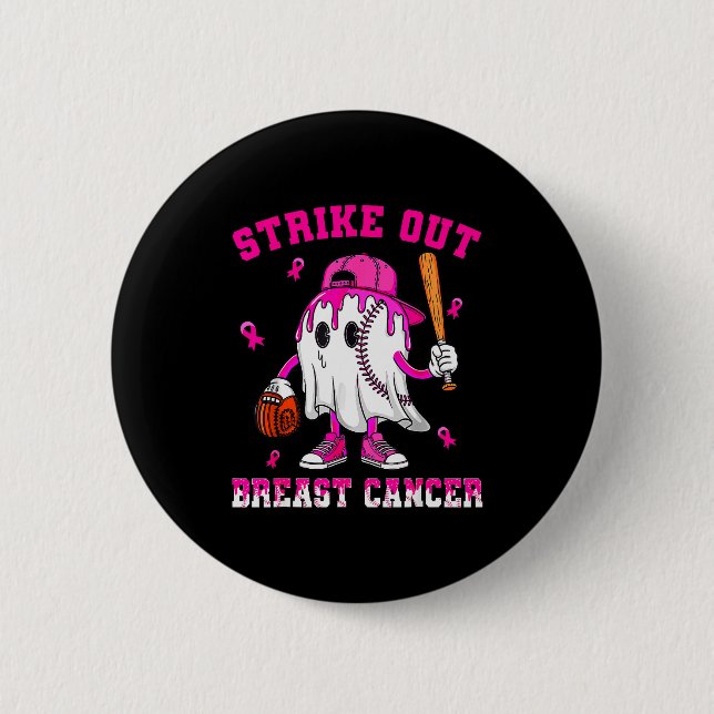 Badge Rond 5 Cm Strike Out Breast Cancer Shirt Boy Baseball Drip N (Devant)