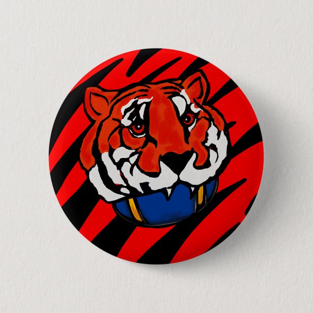 BADGE ROND 5 CM STRIPES ORANGE ET NOIR (Devant)