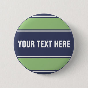 Badge Rond 5 Cm STRIPES SPORTIFS - Matt Blue Green + votre texte