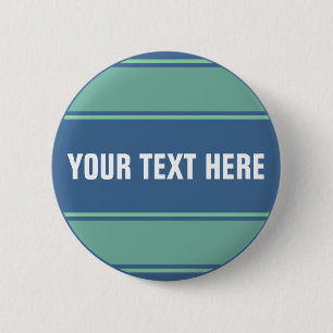Badge Rond 5 Cm STRIPES SPORTIVES - Vert bleu océan + votre texte