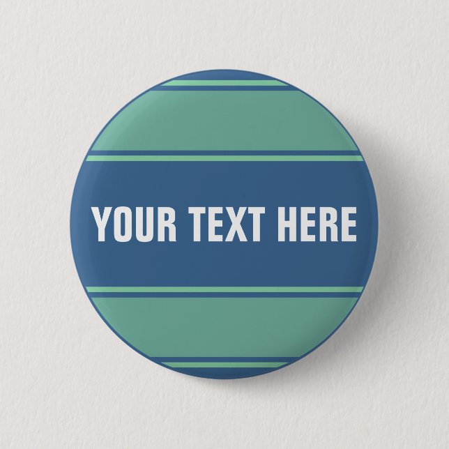 Badge Rond 5 Cm STRIPES SPORTIVES - Vert bleu océan + votre texte (Devant)