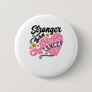 Badge Rond 5 Cm Stronger Than Cancer Breast Cancer Awareness