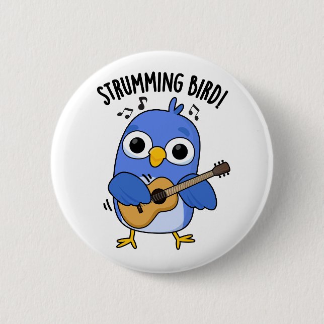 Badge Rond 5 Cm Strumming Bird amusant animal jeu (Devant)