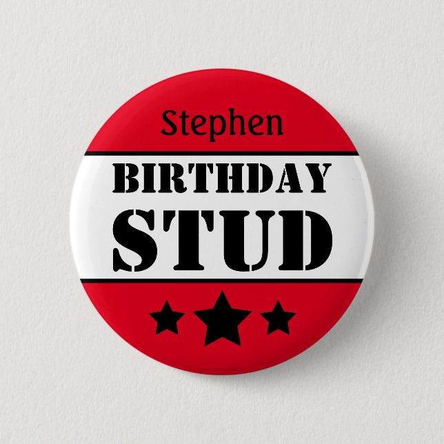 Badge Rond 5 Cm Stud anniversaire personnalisé (Devant)