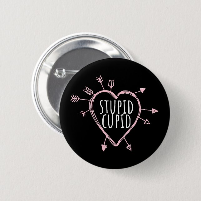 Badge Rond 5 Cm Stupid Cupid Heart With Arrows Fun Valentine's Day (Devant & derrière)