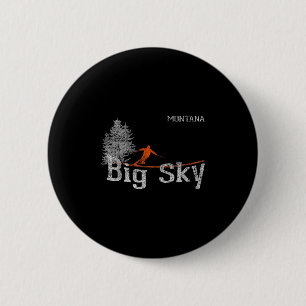 Badge Rond 5 Cm Style 1980 Big Sky Montana Ski T Vintage