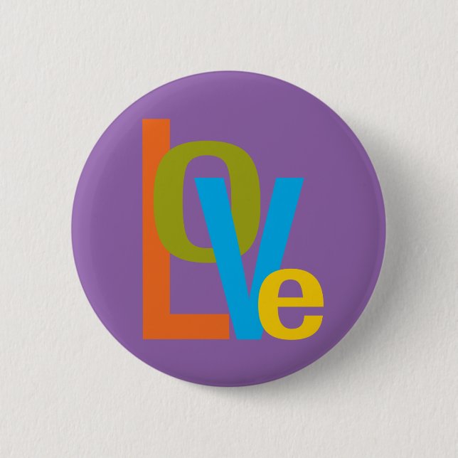 Badge Rond 5 Cm Style 60s typographique d'amour (Devant)