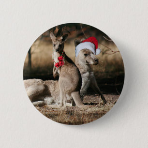 Badge Rond 5 Cm Style australien de Noël Kangaroos