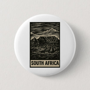 Badge Rond 5 Cm Style de linogravure d'Afrique du Sud
