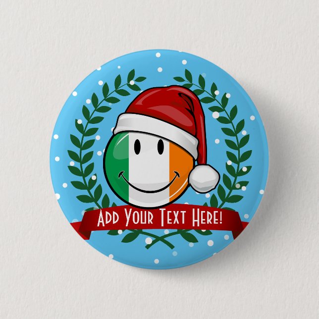 Badge Rond 5 Cm Style de Noël Smiling drapeau irlandais (Devant)