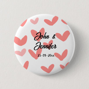 Badge Rond 5 Cm style de texte minimal simple blanc mariage cœur r