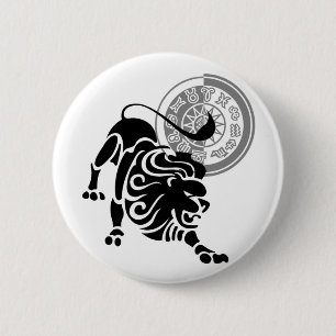 Badge Rond 5 Cm Style grec Leo Lion Zodiac Graphique
