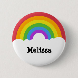 Badge Rond 5 Cm Style rétro personnalisé Arc-en-ciel et nuages a