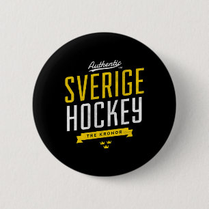 Badge Rond 5 Cm Style Sportif Rétro Vintage Hockey Suède