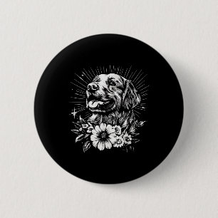Badge Rond 5 Cm Style tatouage Adulte Golden Retriever Retro Chien