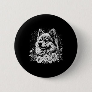 Badge Rond 5 Cm Style tatouage Lover Keeshond Chien rétro