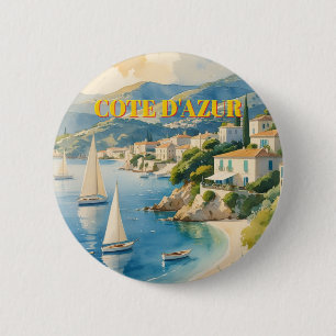 Badge Rond 5 Cm Style vintage Côte d'Azur Voyage en France