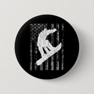 Badge Rond 5 Cm Style vintage drapeau américain T Shirt Snowboard 