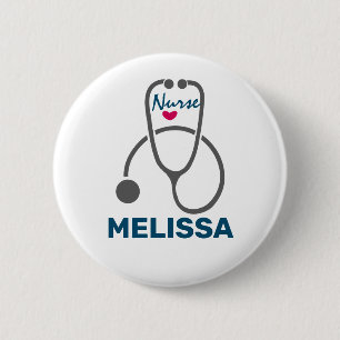 Badge Rond 5 Cm Stylish Grey Nursing Stethoscope Illustration